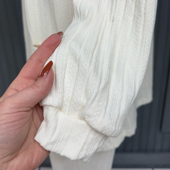 Blu Pepper Cream Ribbed Knit Lounge Set Small, NWT, Gift, Pajamas Loungewear - Picture 9 of 11